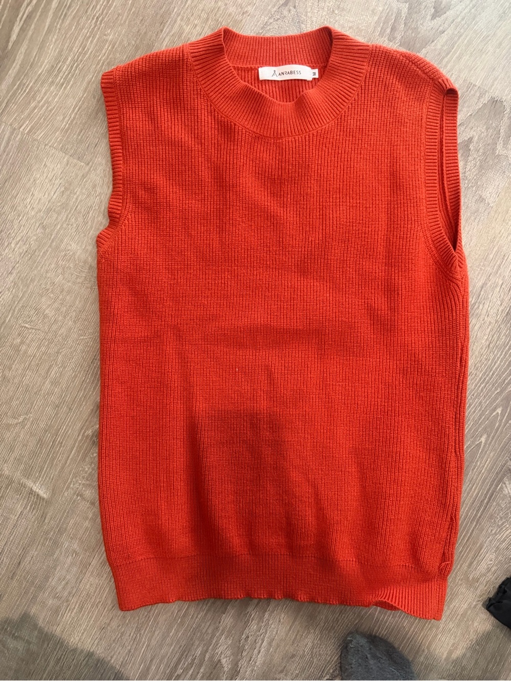 a.n.a Sleeveless Crewneck Knit Vest in Orange